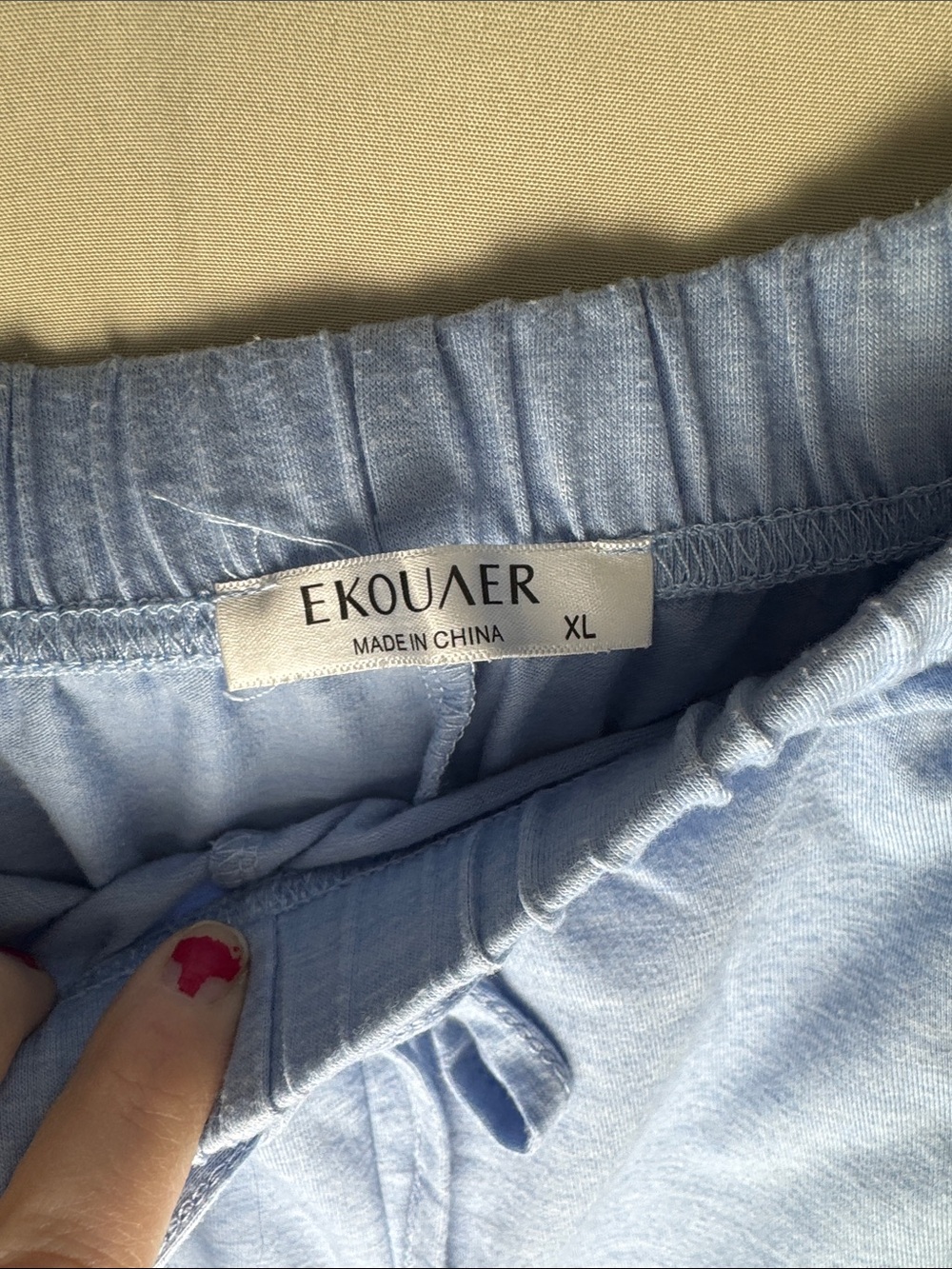 Women's Light Blue V-Neck Lounge Set with Tee and Drawstring Shorts - Picture 7 of 8